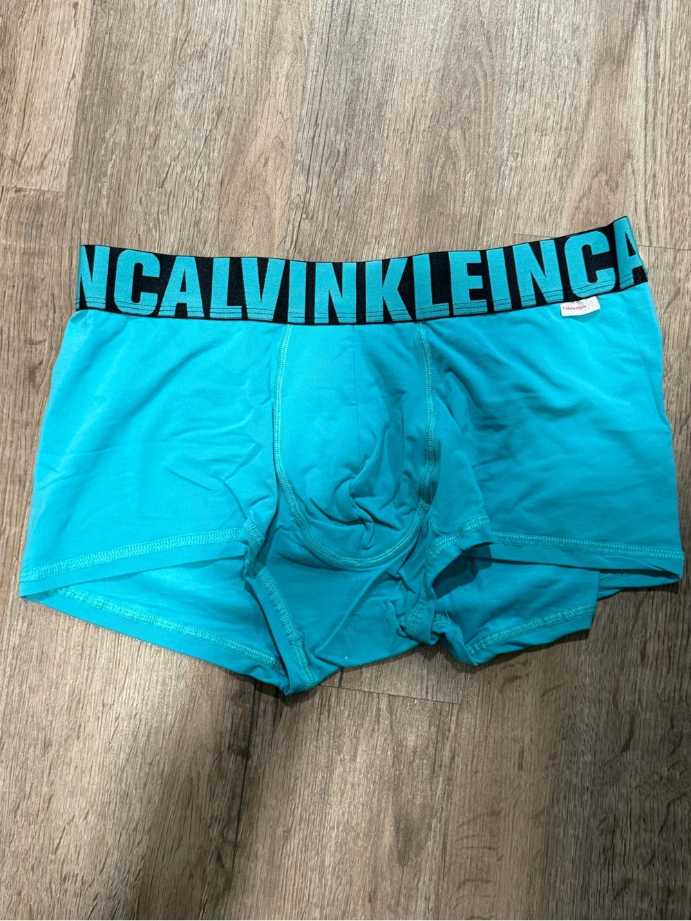 Calvin Klein Men's Teal Boxer Briefs with Black Logo Waistband